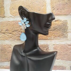 Elegant Blue and Silver Teardrop Earrings